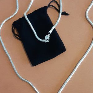 UltraFine 950 Silver Bold Diamond Cut 36" Snake Chain Necklace, 42.0g